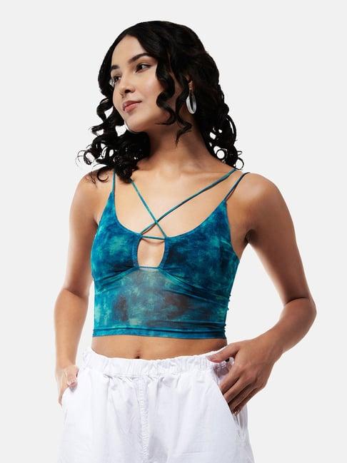 izf green printed crop top