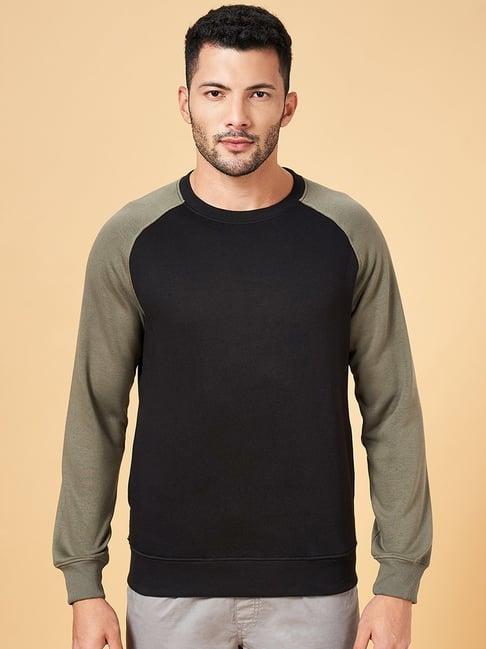 urban ranger by pantaloons black & khaki regular fit self pattern sweatshirt