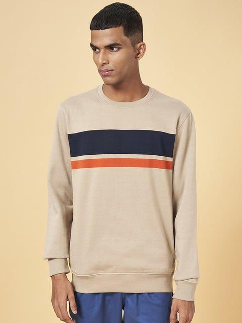 urban ranger by pantaloons beige regular fit striped sweatshirt