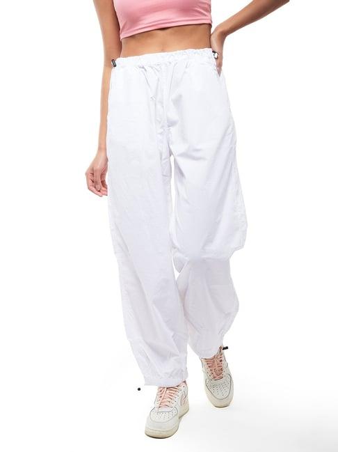 izf white unisex parachute pants