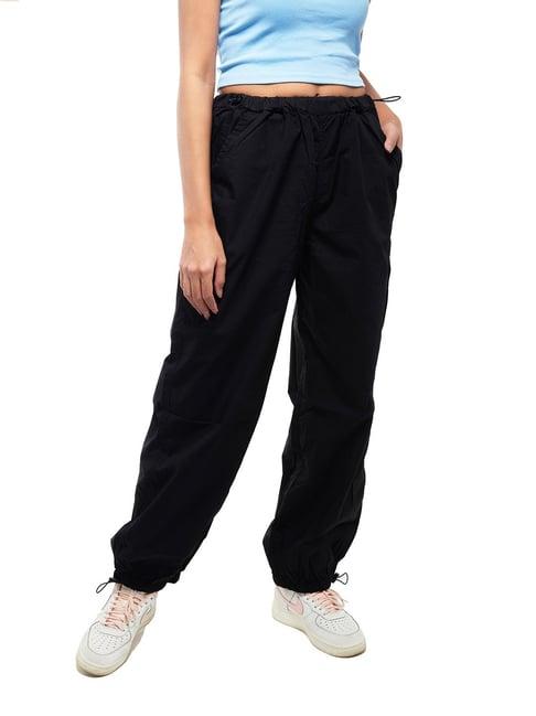 izf black unisex parachute pants