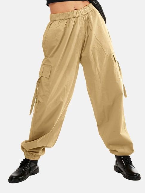 izf khaki unisex cargo parachute pants