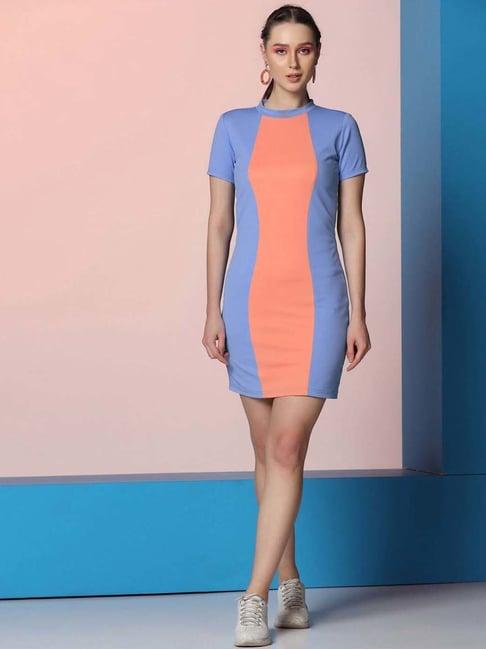 selvia blue & peach shift dress