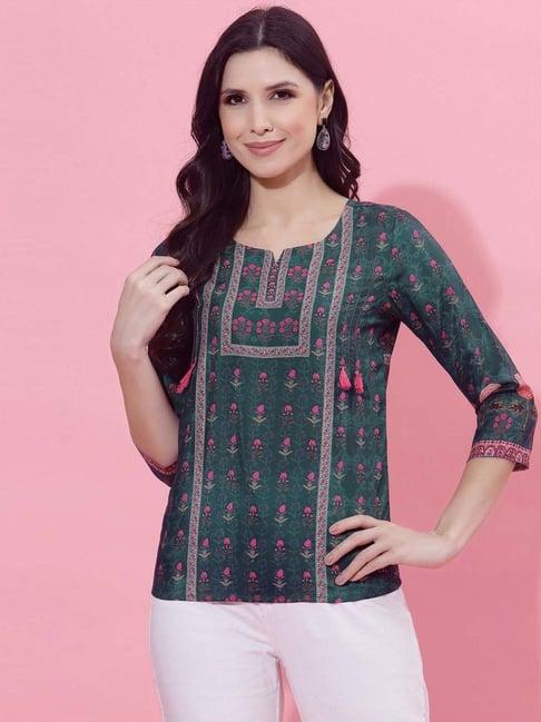 selvia sea green printed tunic