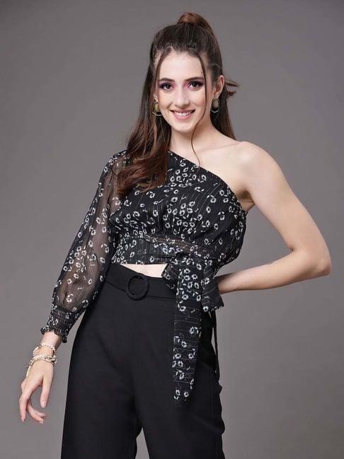 selvia black printed top