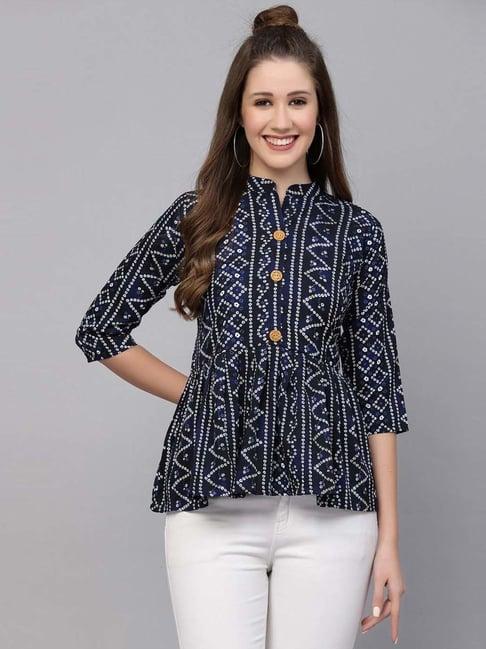 selvia navy printed tunic