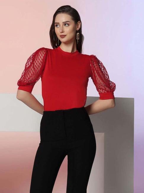 selvia red regular fit top