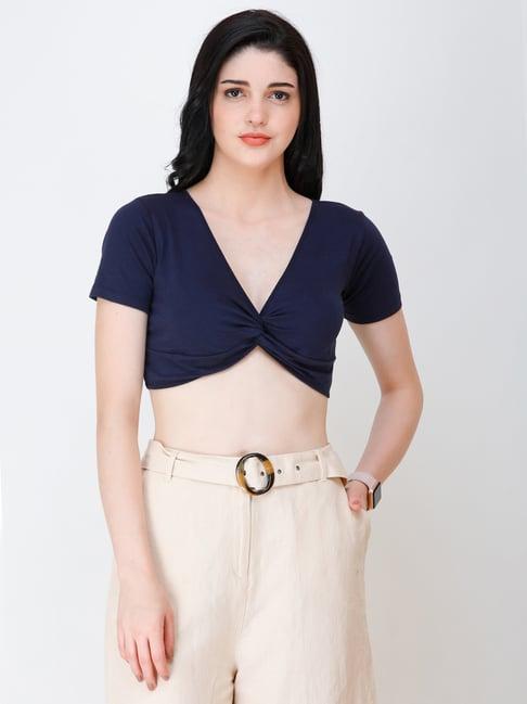 scorpius navy regular fit crop top