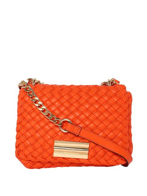 aldo rattani801 orange textured small sling handbag