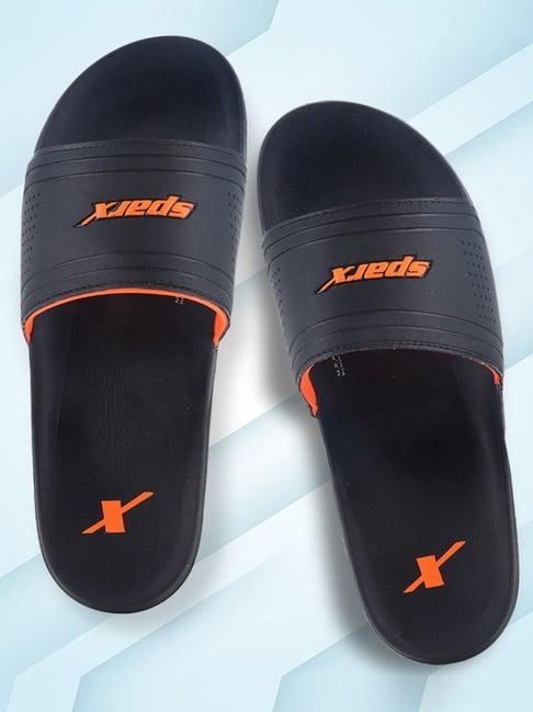 sparx men's black slides