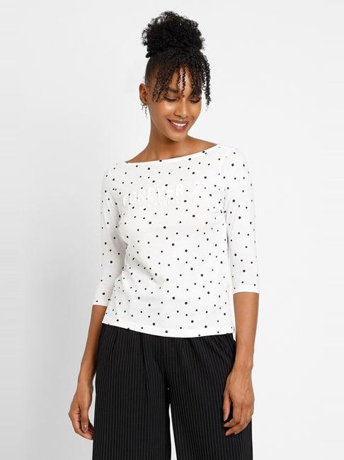 forever 21 white cotton polka dots t-shirt