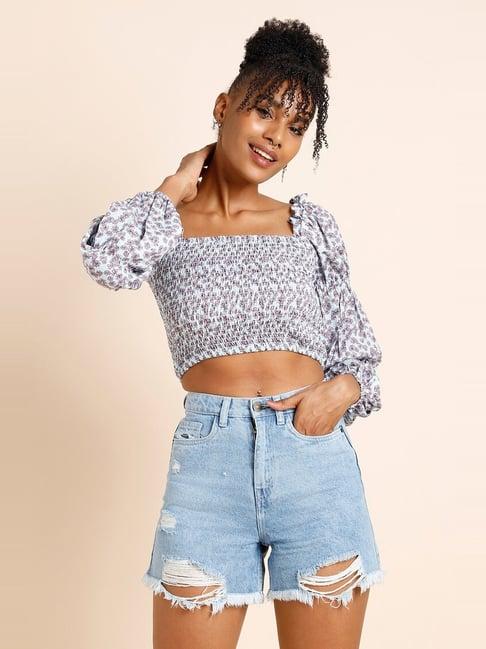 forever 21 blue floral print crop top