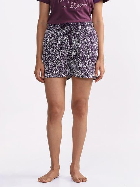 wunderlove sleepwear by westside violet floral printed shorts