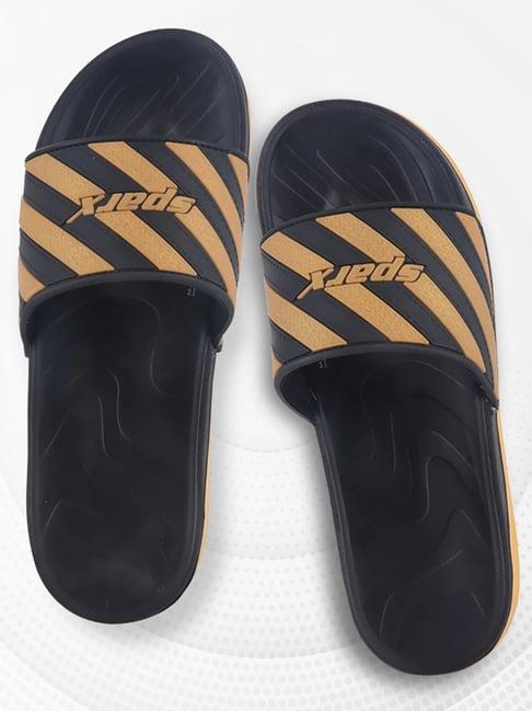 sparx men's black slides