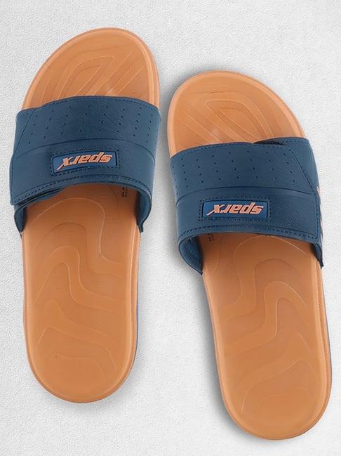 sparx men's blue slides