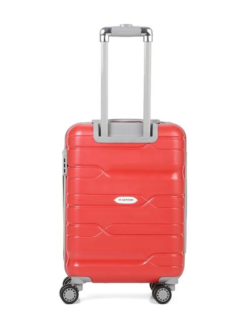 teakwood leathers red hard case cabin trolley bag - 32.2ltrs