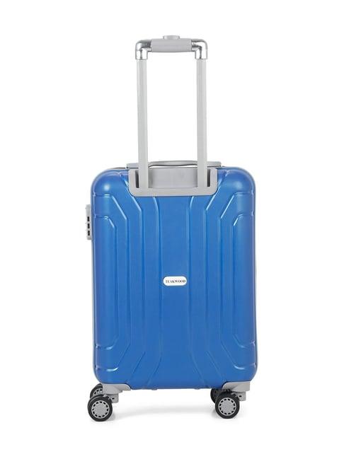 teakwood leathers blue hard case cabin trolley bag - 32.2ltrs