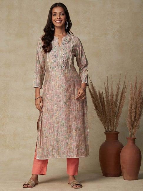 fashor multicolored printed straight kurta