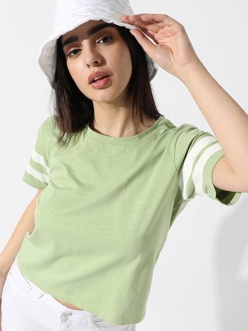 campus sutra green regular fit t-shirt