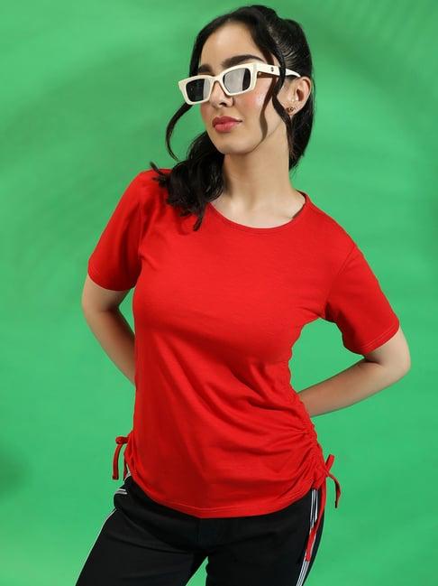 campus sutra red cotton t-shirt