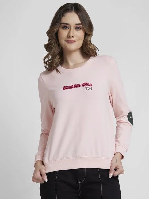 spykar baby pink graphic print sweatshirt