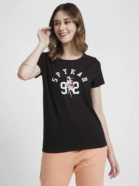 spykar black graphic print top