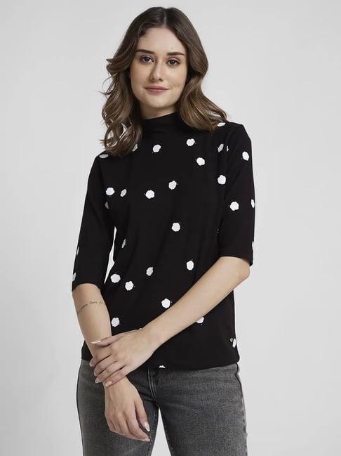 spykar black & white printed top