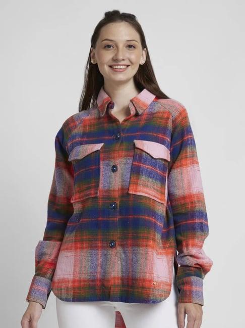 spykar multicolor cotton checks shirt