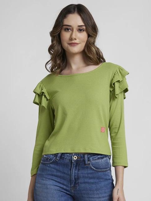 spykar green regular fit top