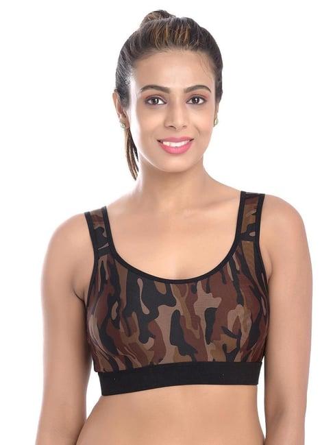 fims brown printed sports bra