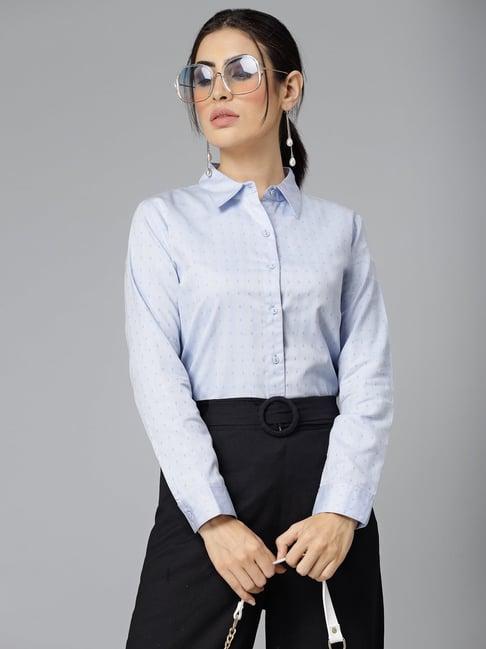 style quotient light blue printed shirt