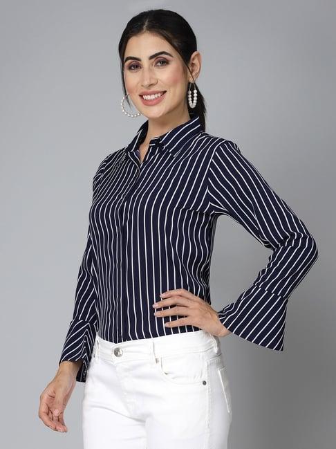 style quotient navy striped shirt