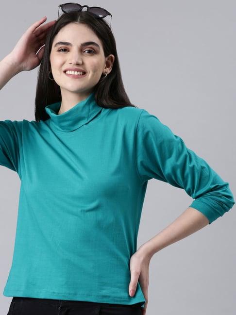 kryptic green cotton turtle neck top