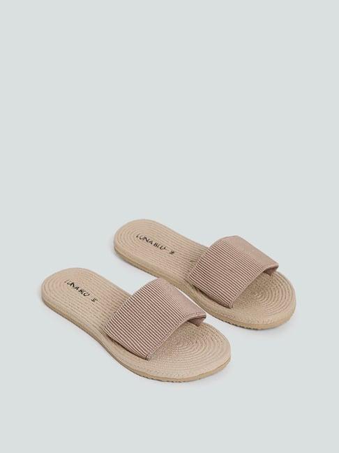 luna blu by westside beige elasticated jute slides