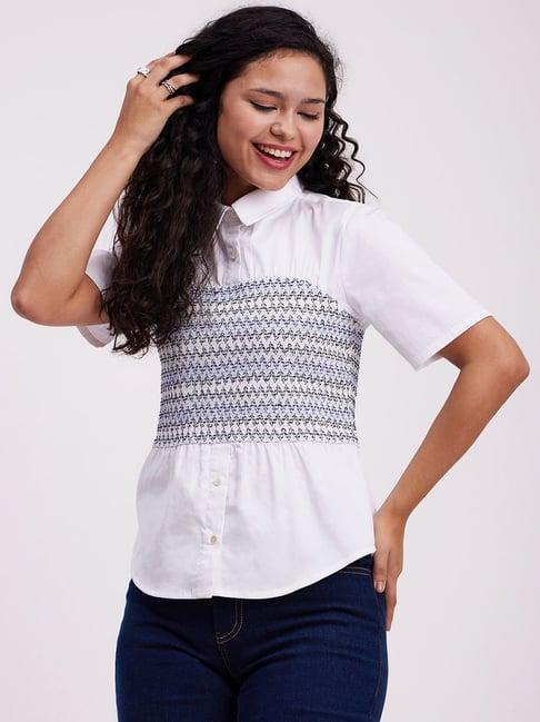 fablestreet white cotton embroidered top