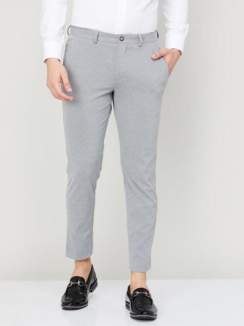 code by lifestyle light grey regular fit trousers