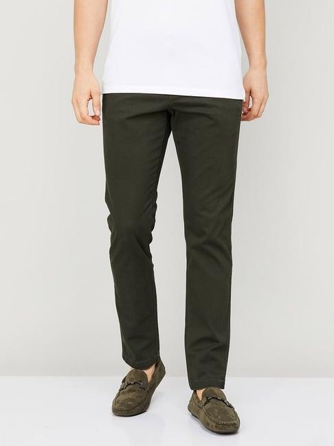 code by lifestyle olive regular fit trousers