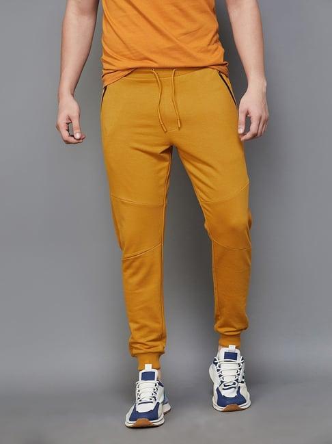 fame forever by lifestyle mustard cotton relaxed fit joggers