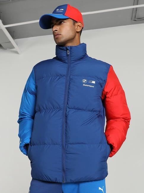 puma pro blue regular fit colour block quilted jacket