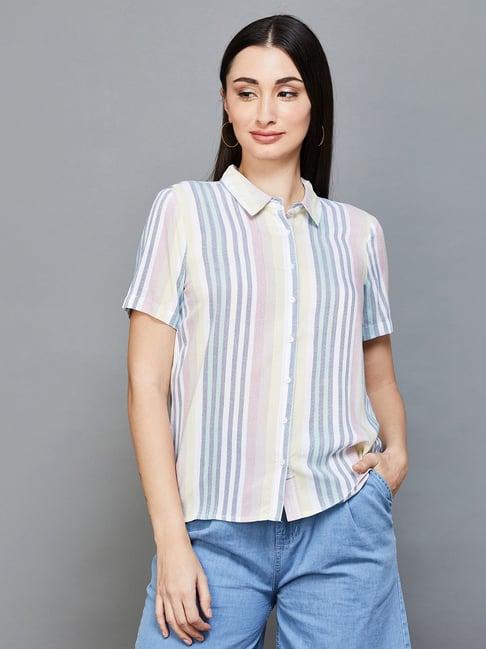 fame forever by lifestyle white striped shirt