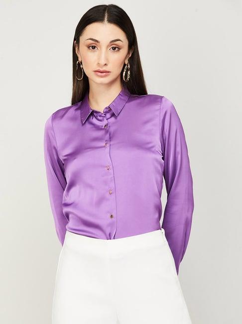 code by lifestyle purple regular fit shirt