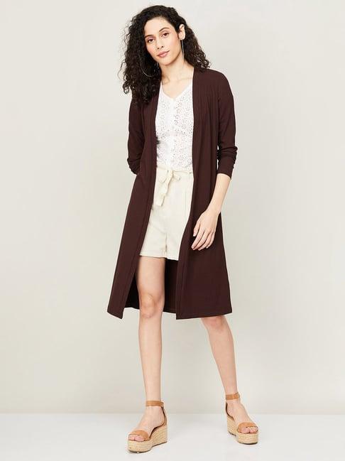 code by lifestyle brown striped long shrug