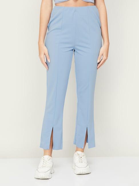 ginger by lifestyle light blue regular fit mid rise pants