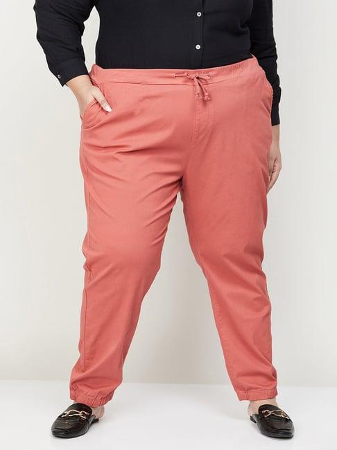 nexus by lifestyle rust cotton regular fit mid rise pants