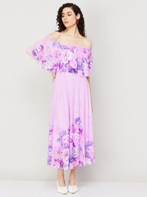 code by lifestyle lavender floral print midi dress