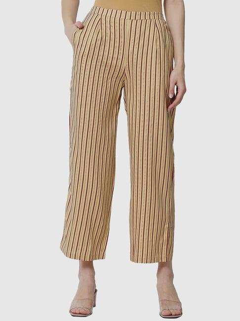 rangmayee beige & maroon striped pants