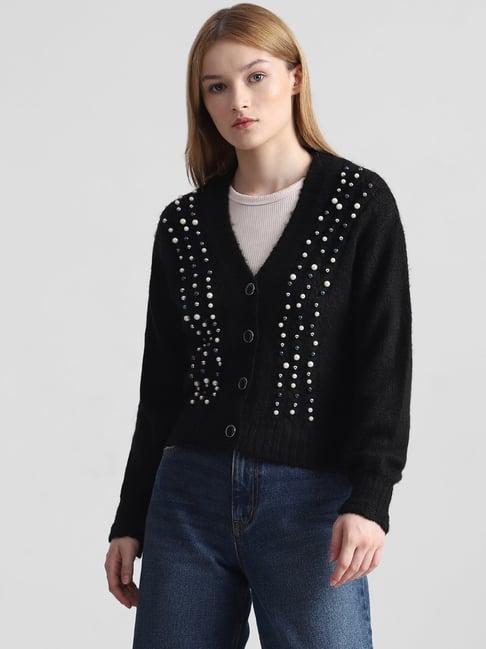 only black embellished cardigan