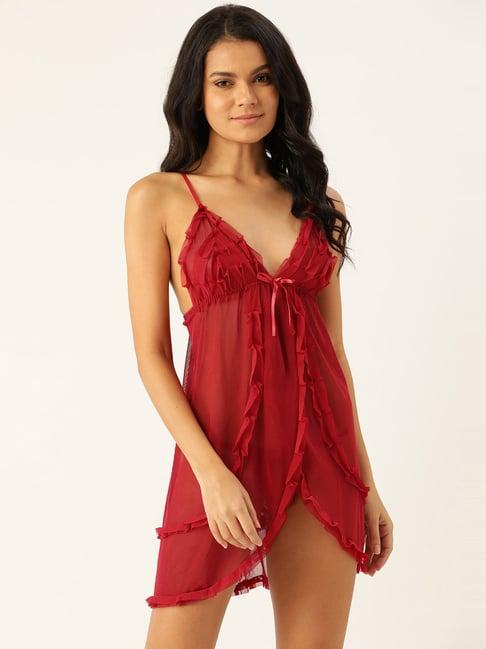 ms.lingies maroon self pattern babydoll