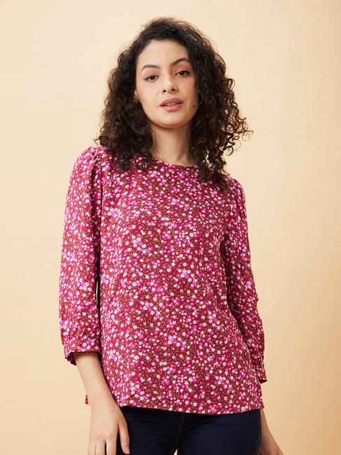 globus maroon floral print top