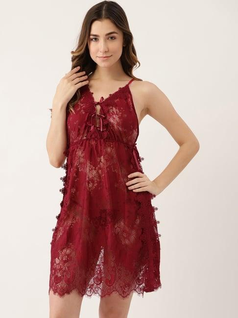 ms.lingies maroon lace work babydoll